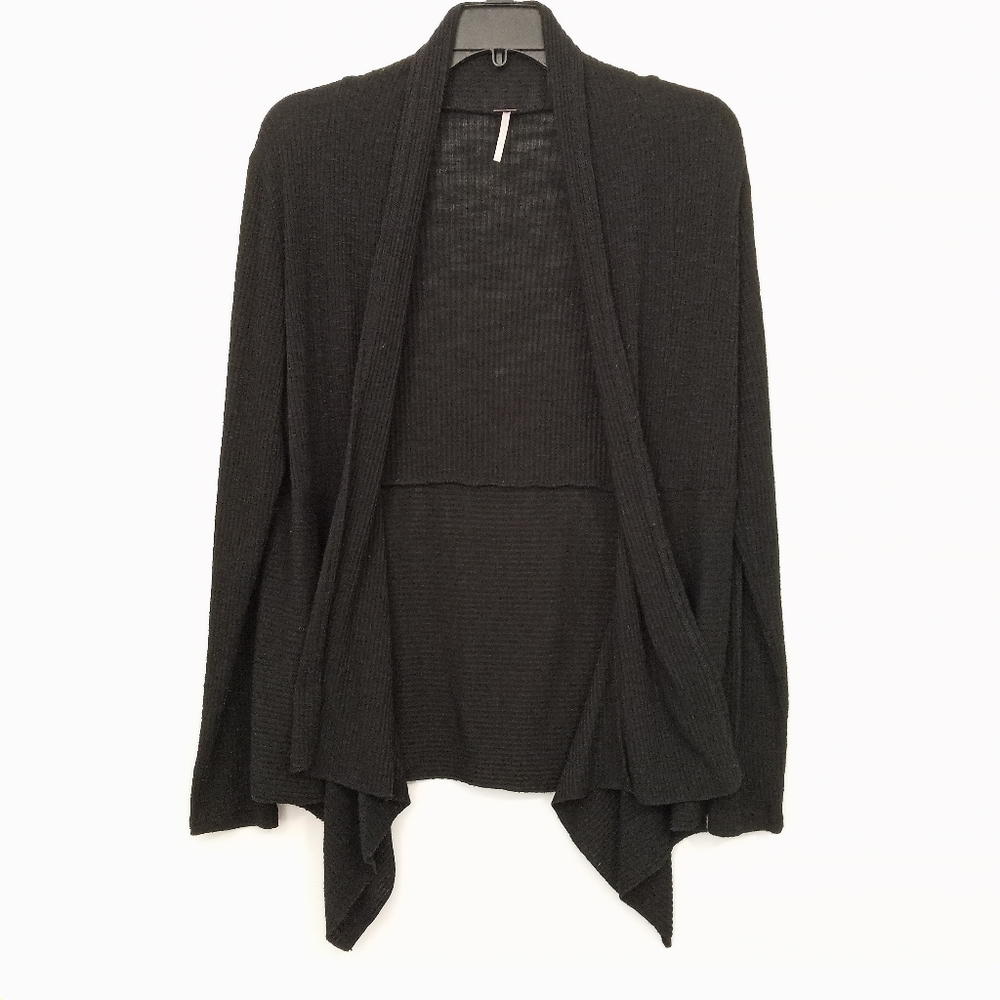 Junior's Poof! Black Open Ribbed Cardian/Sweater